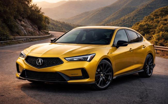 Acura Integra Type S driving on a mountain road showing high-performance design and aggressive styling